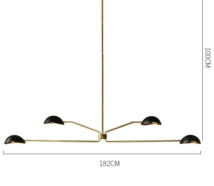 lustre rétro en cuivre design créatif à bras long