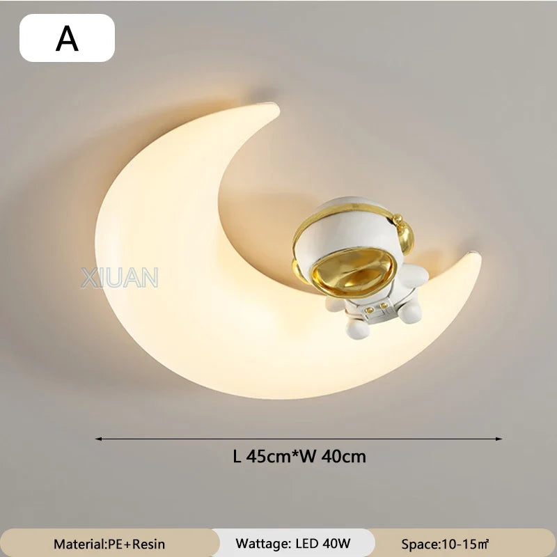 Cartoon Children's Ceiling Lamp Bedroom Ceiling Light Astronaut Star Cloud Moon Lights for Girl Boy Student Baby Room Lighting