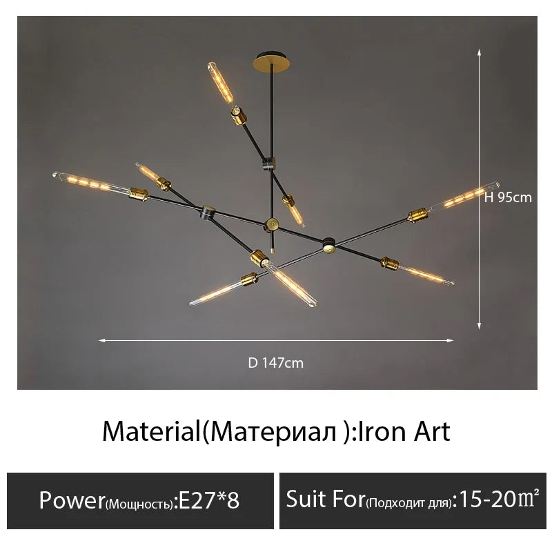 lustre en tube de verre design nordique pour décoration intérieure