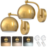Gold Wall Sconces Battery Operated, Not Hardwired Dimmable, Battery Wall Sconce Wireless Wall Lamp for Bedroom, Bulb Included