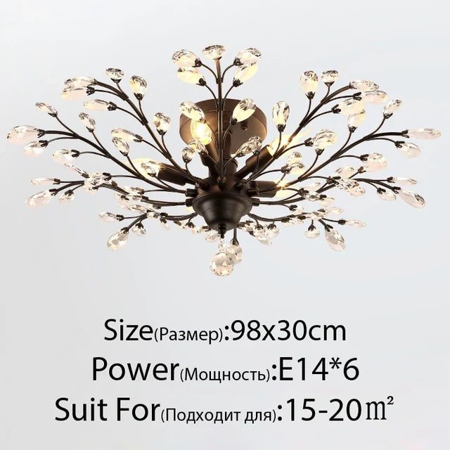 Vintage bougie suspension nordique LED lustre en cristal pour salon chambre cuisine Villa hôtel Hall luminaire
