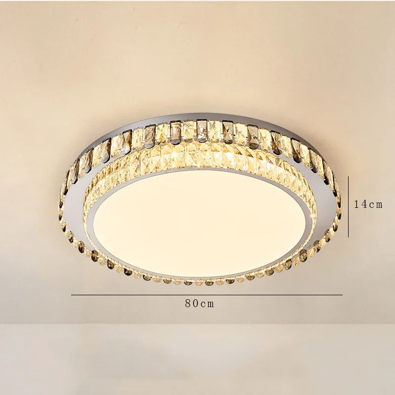 plafonnier led en cristal de luxe rond moderne