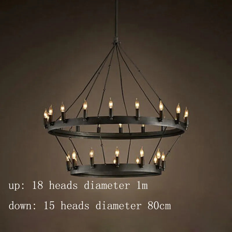 Lustre rond et Moderne américain rétro fer Vintage industriel Led