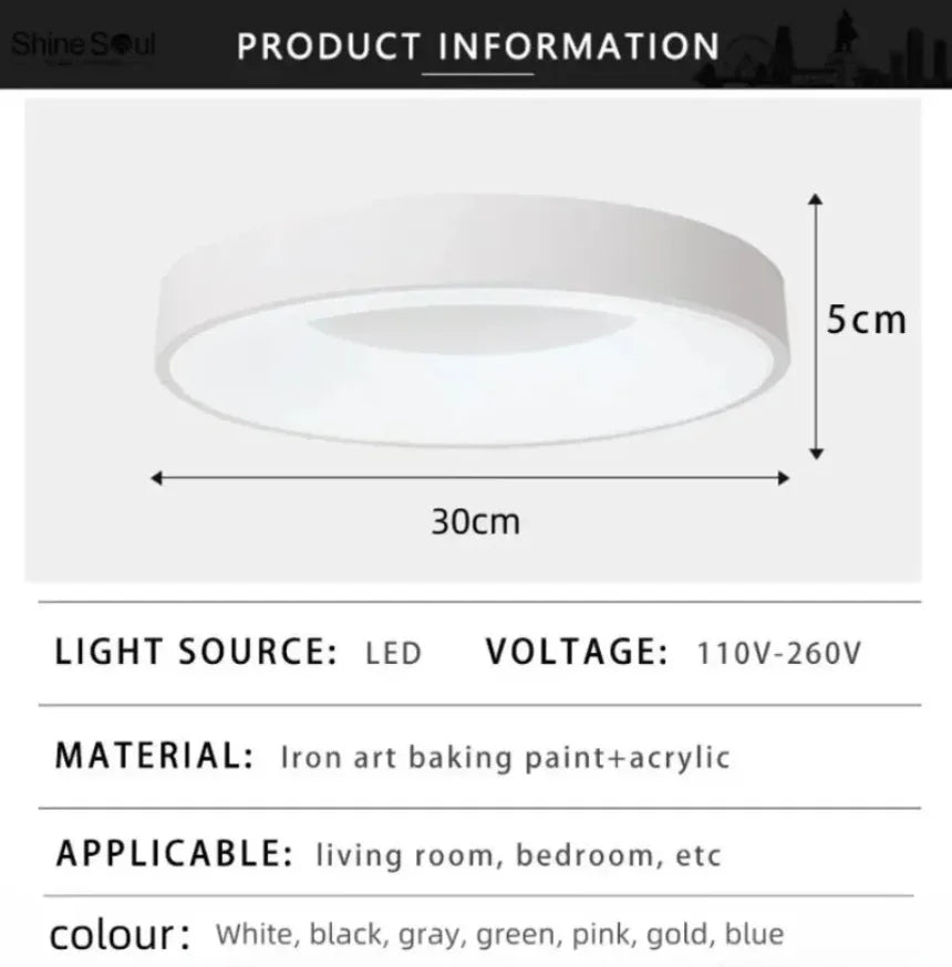 plafonnier led macaron moderne circulaire grain de bois réglable