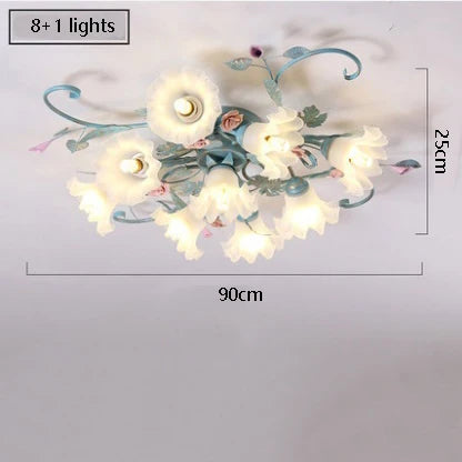 plafonnier led en fer fait main avec fleur de rose style américain coréen