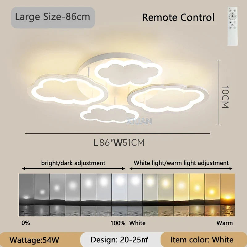 lustre en forme de nuage blanc pour enfants romantique