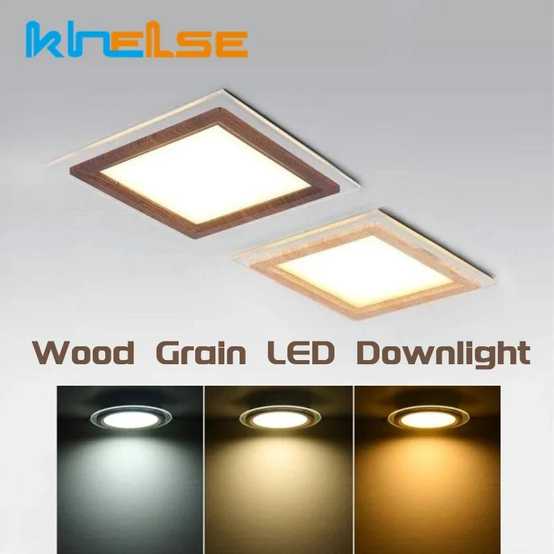 Plafonnier LED encastré Ultra-mince en Grain de bois