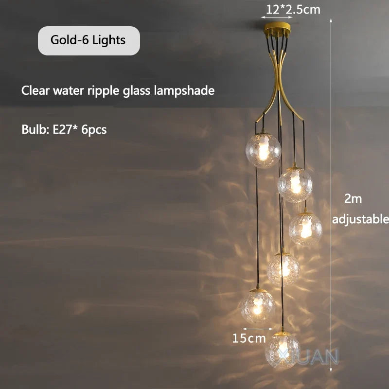 lustre nordique avec lampes de boule en verre laiteux suspendues