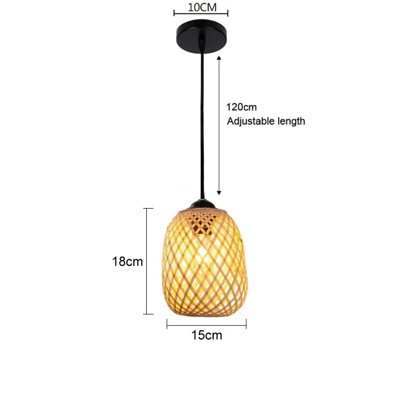 lustre en bambou japonais style chinois en rotin tissé