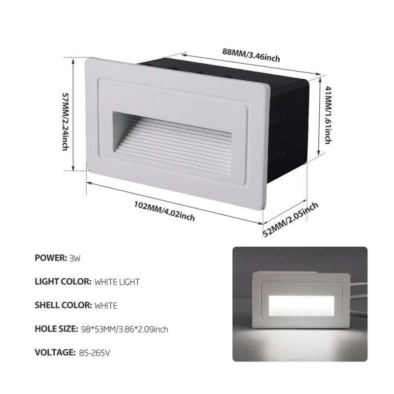 escalier led footlight intégré étanche dissimulé extérieur