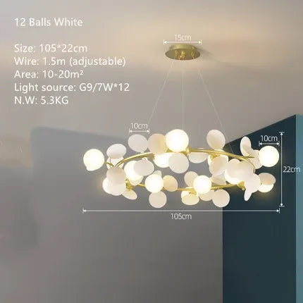 lustre moderne en verre design raisin doré luminaires suspendus
