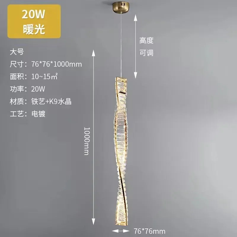 Creative and Personalized Long Crystal Light,Walkway Bedroom TV Background Wall Lamp Luxury  Simple LED Suspension Lamps