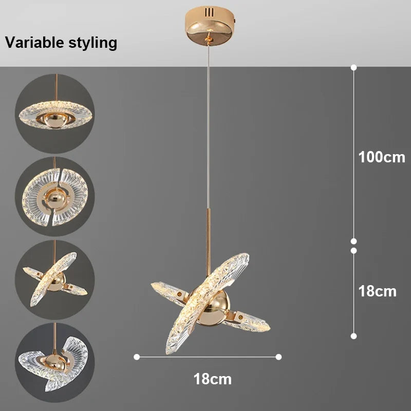 Nordique moderne suspension LED lumière or acrylique lustre créativité suspension lampe intérieur maison loft chambre chevet étude escaliers