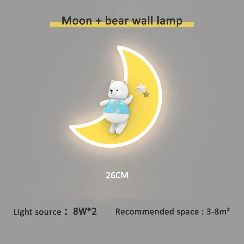 applique murale ours blanc lampe lune pour chambre enfant