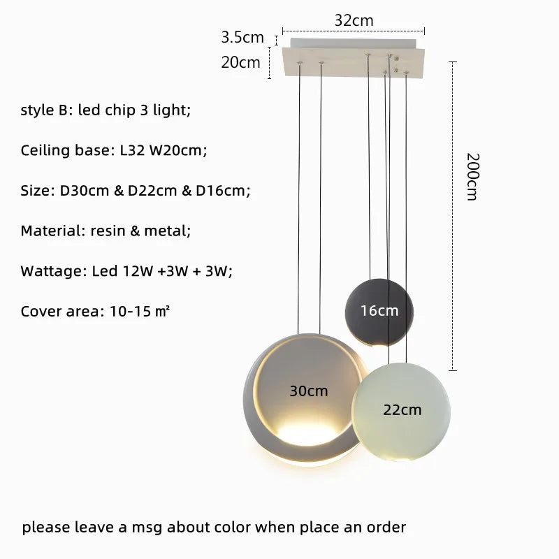 Barre nordique suspension LED lumière moderne canapé goutte lumière ronde résine Lustre lampe suspendue salle à manger suspension LED luminaires