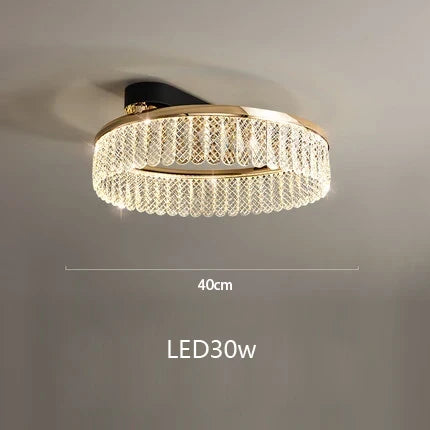 lustre led en cristal losange rond à plusieurs anneaux luxueux