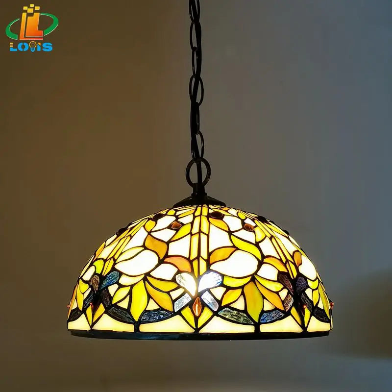 lustre style tiffany en forme de feuille pour décoration intérieure