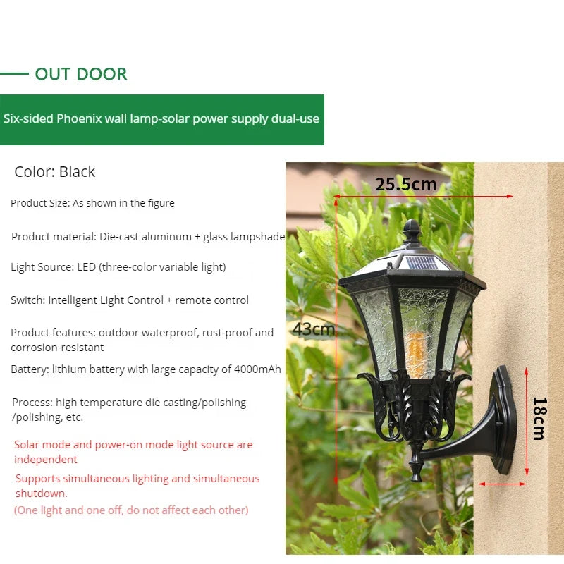 applique murale solaire étanche antirouille rétro europe pour jardin