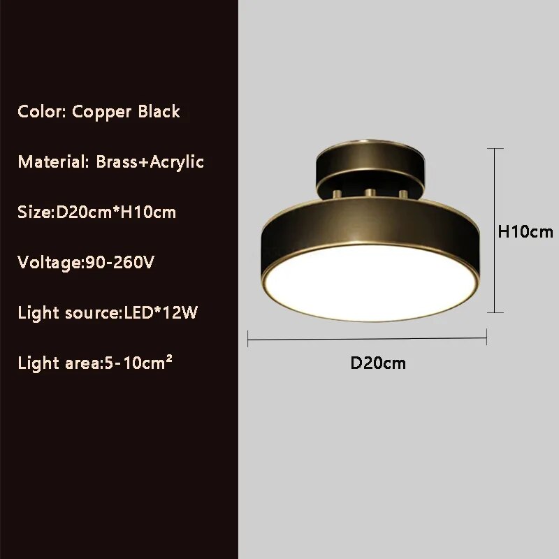 plafonnier cuivre led simple rond vestiaire