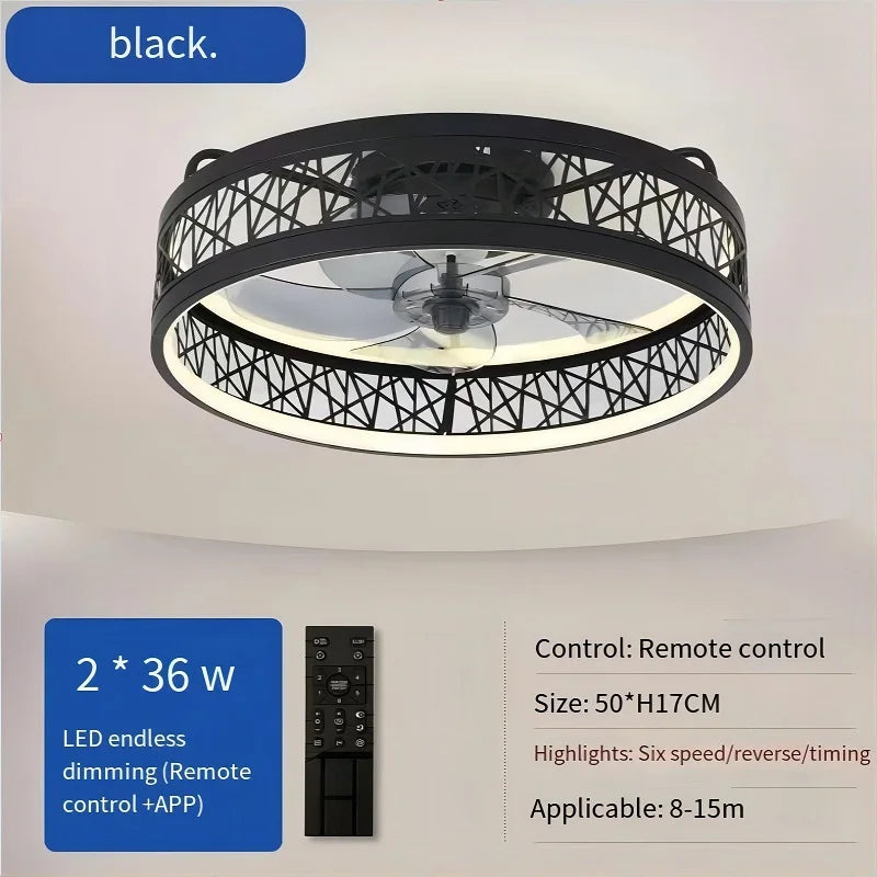 110V~265V APP and Remote Control Dual Intelligent Control  DC 6 speed Regulation Frequency Conversion Ceiling Fan Light