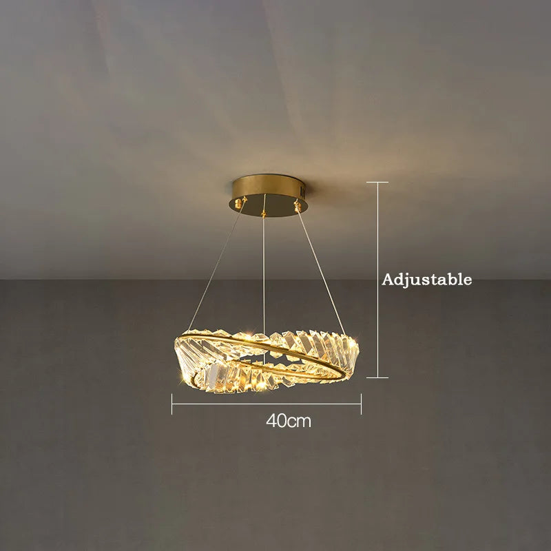 suspension moderne en aluminium et cristal led