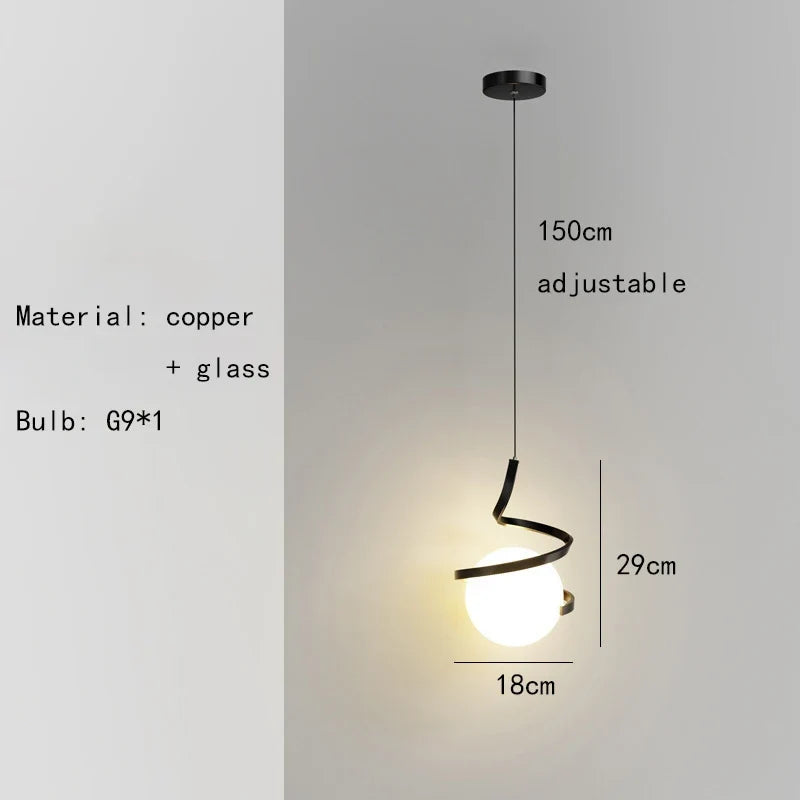 suspension créative en verre avec cordon réglable