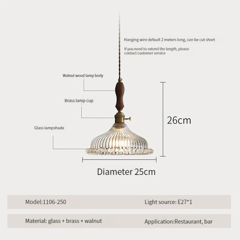 suspension luminaire moderne en bois verre et laiton