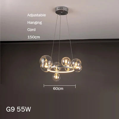 suspension lustre design bulle en verre créatif moderne