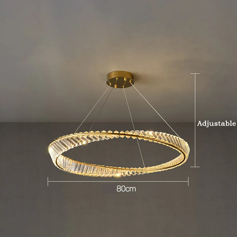 suspension moderne en aluminium et cristal led