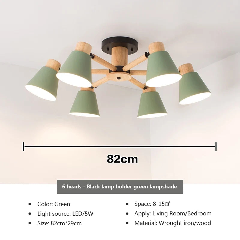 lustre nordique en bois massif éclairage moderne pour hôtel et restaurant