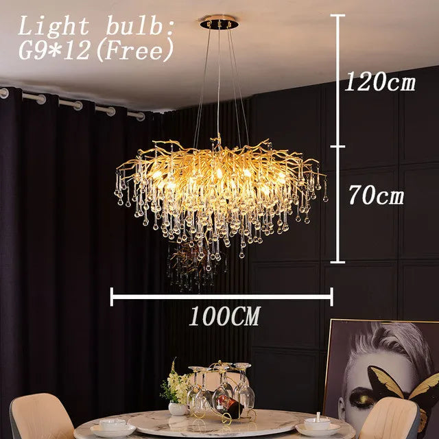 lustre nordique à led en cristal pour un éclairage élégant