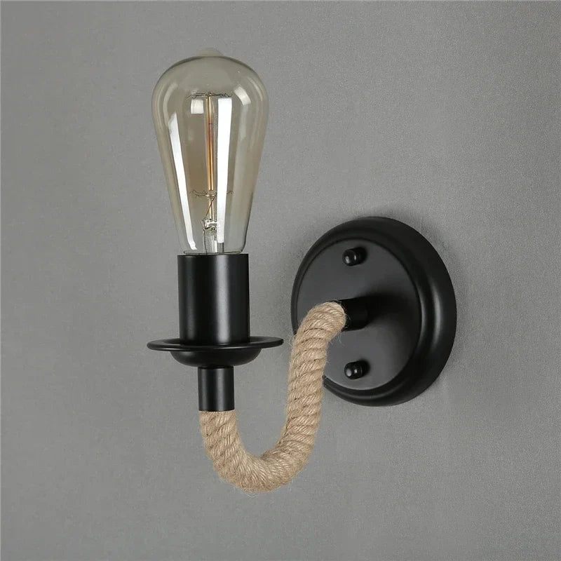 applique murale rétro en corde de chanvre pour intérieur