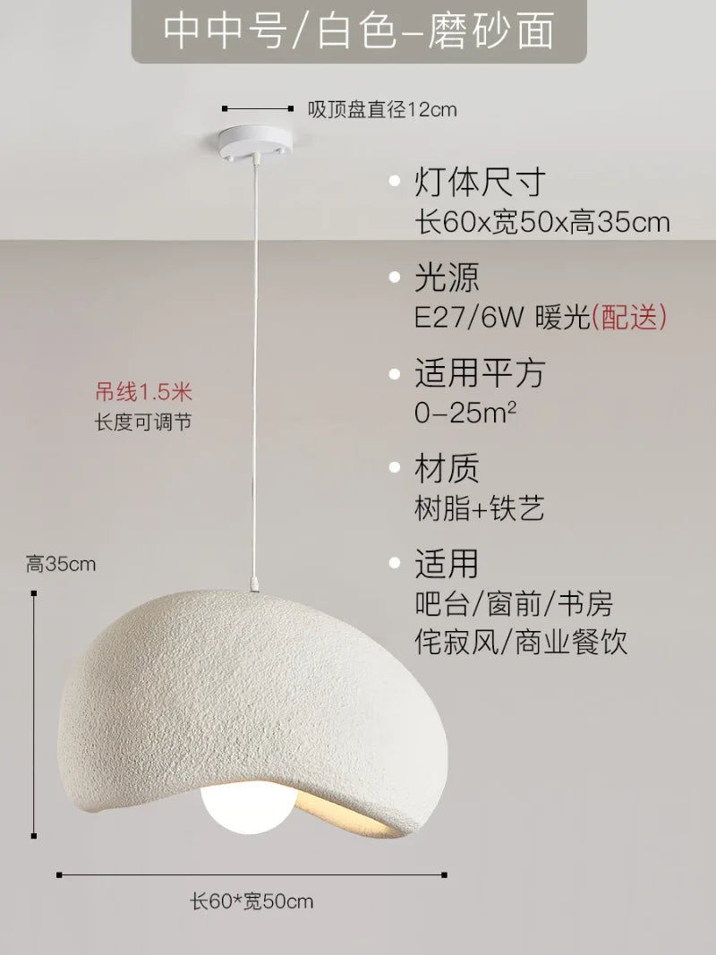 suspension led wabi-sabi nordique en résine pour café loft