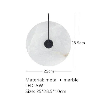 applique murale led dorée en métal et marbre naturel pour éclairage moderne