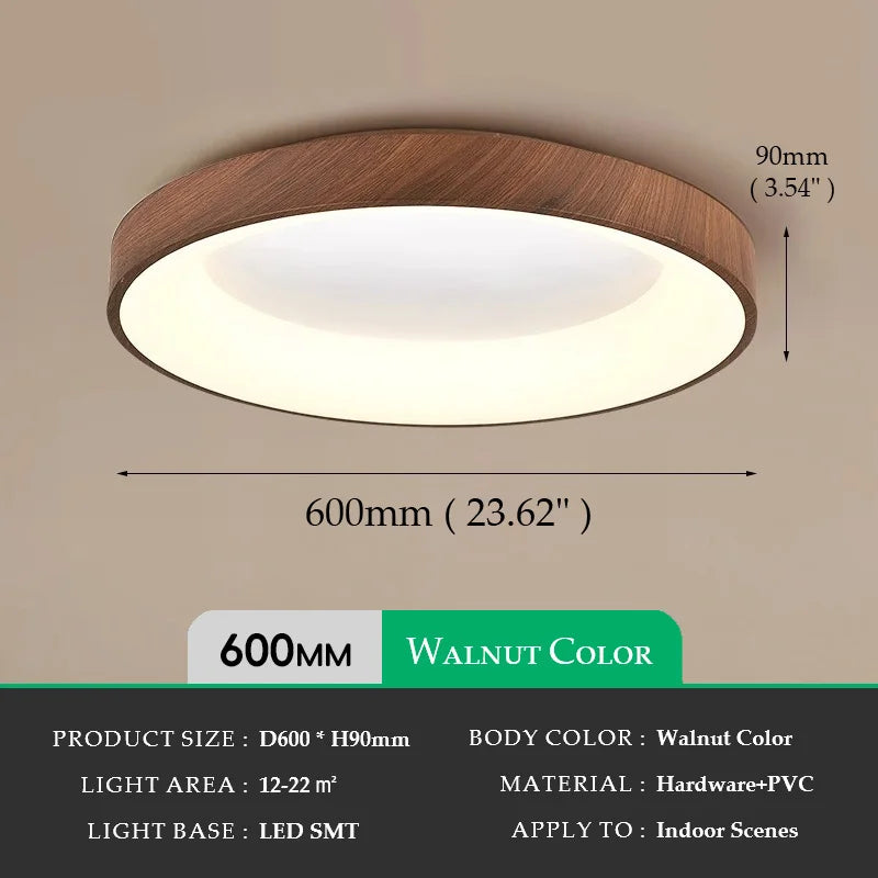 Walnut Color Water Transfer Printing, Modern Minimalist Wabi-Sabi, Ceiling Light for Living Room, Dining Room, Bedroom, Study