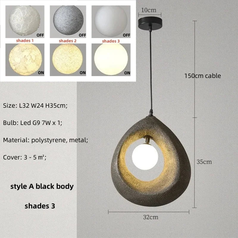 Nordique salle à manger suspension Led lumières Wabi Sabi Led suspension lampe chambre minimalisme suspension lampe décor à la maison éclairage intérieur lampe