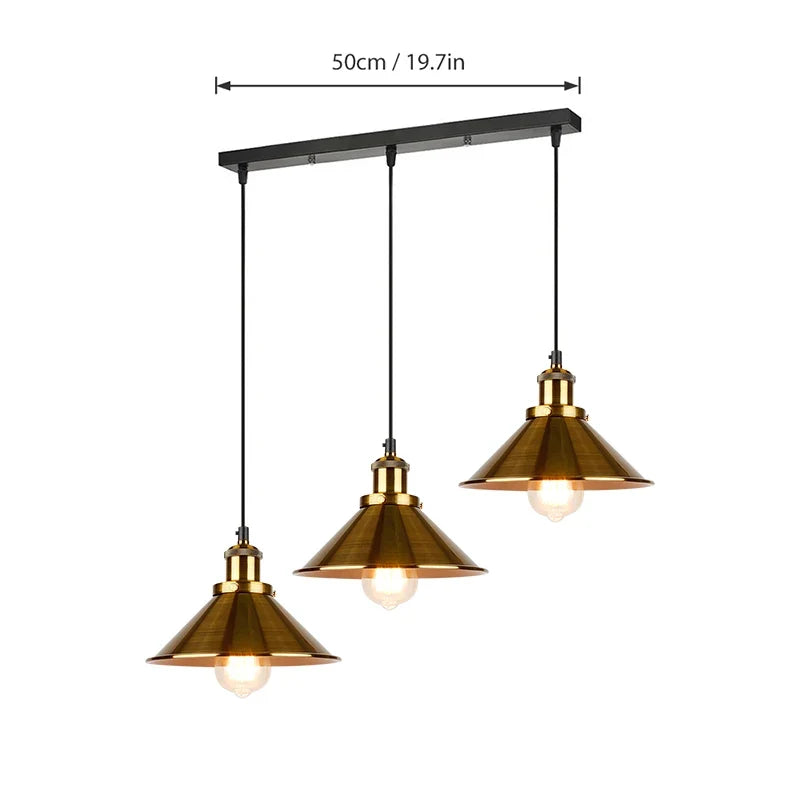 lustre industriel rétro à trois têtes suspendues pour maison