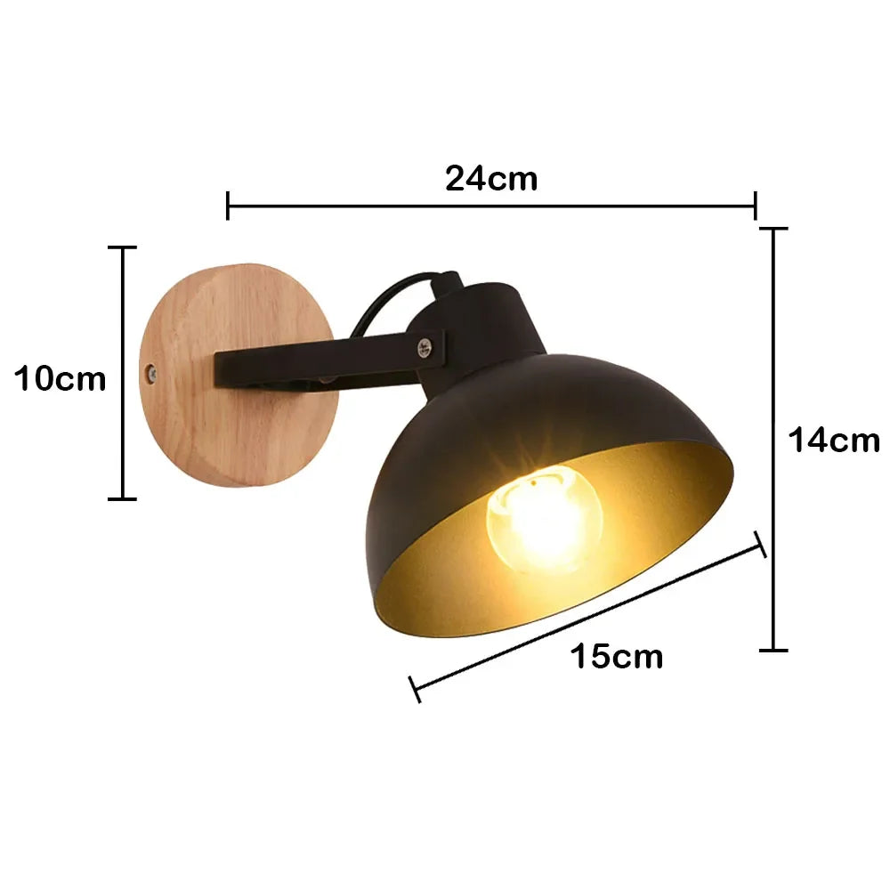applique murale nordique en bois avec tête directionnelle