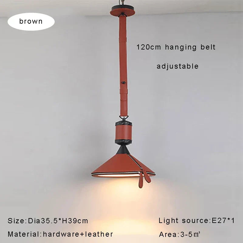 lustre led moderne avec ceinture en cuir décoration intérieure élégante