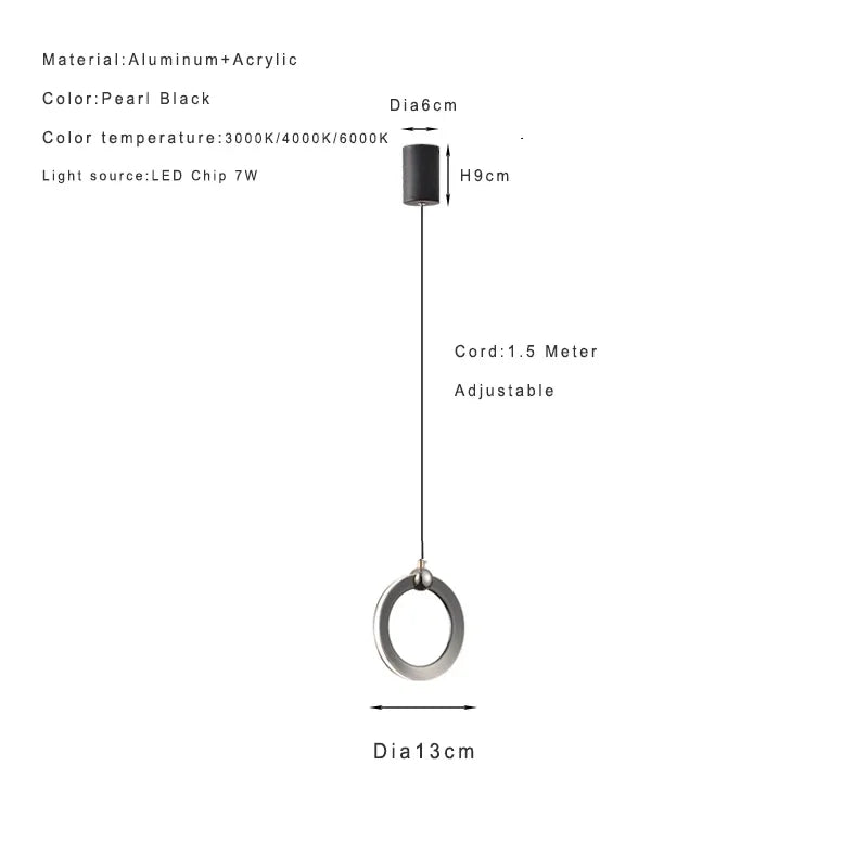 Lamp Modern LED Pendant Light Fixtures, Ring Pendant Lighting For Bedroom Bathroom Living Room, Small Hanging Pendant Light