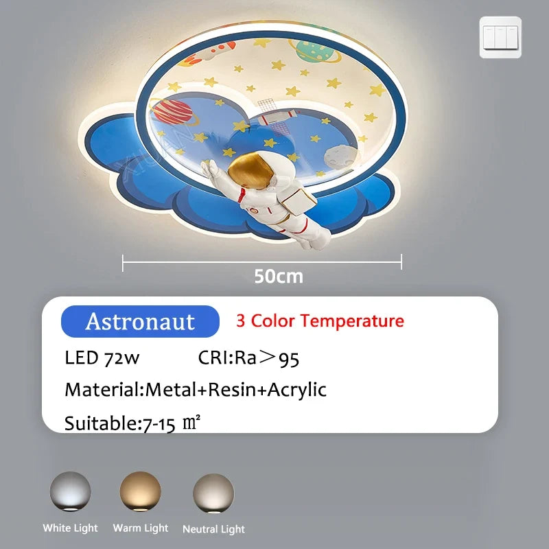 lustre astronaute forme nuage led variateur télécommande protection yeux