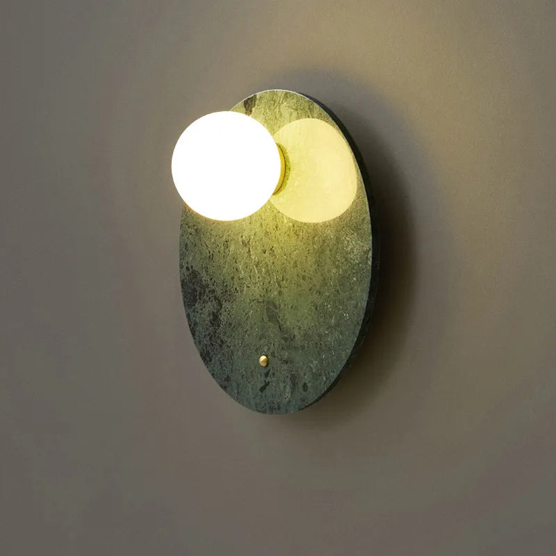 applique led marbre vert décor intérieur salon table chevet couloir nordique