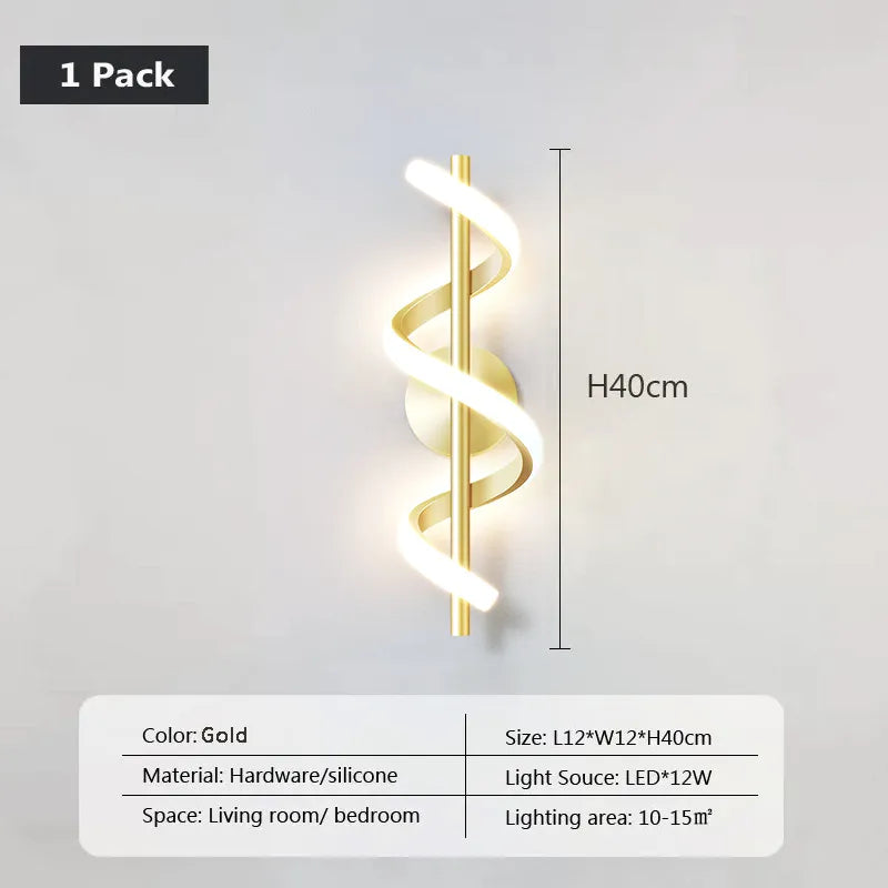 Applique murale nordique led noir blanc or