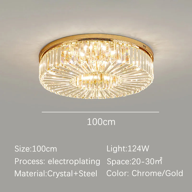 Or Lustre moderne éclairage décoration de la maison de luxe cristal salon plafonnier Dimmable Lustre anneau luminaire LED