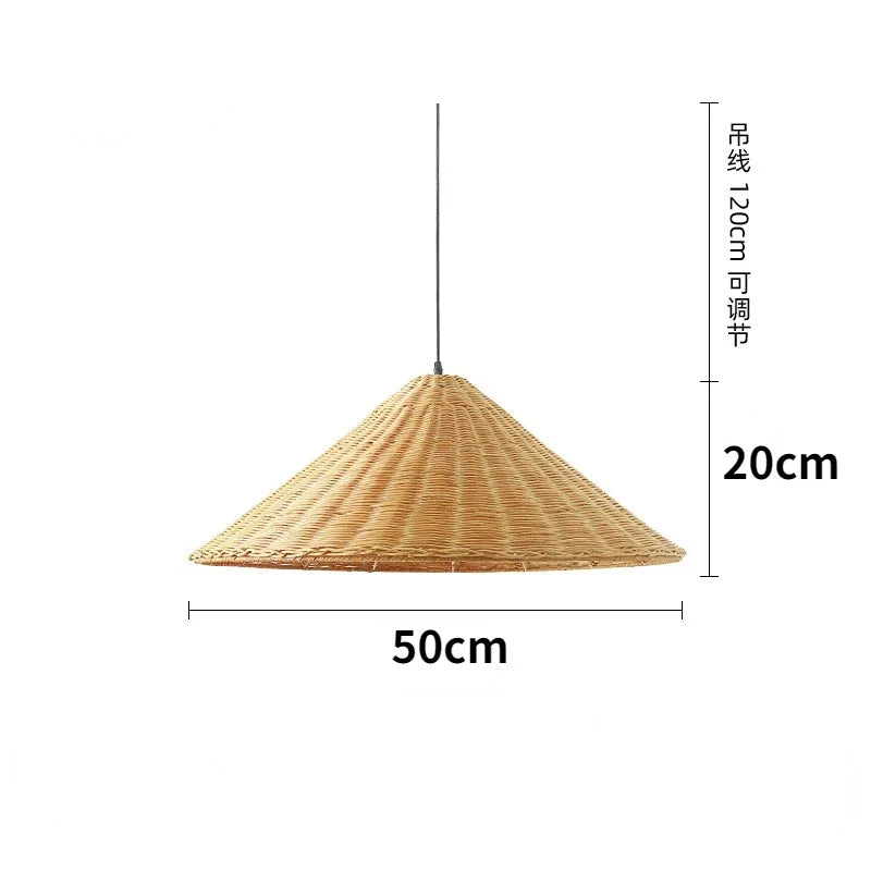Suspension conique zen en rotin de bambou