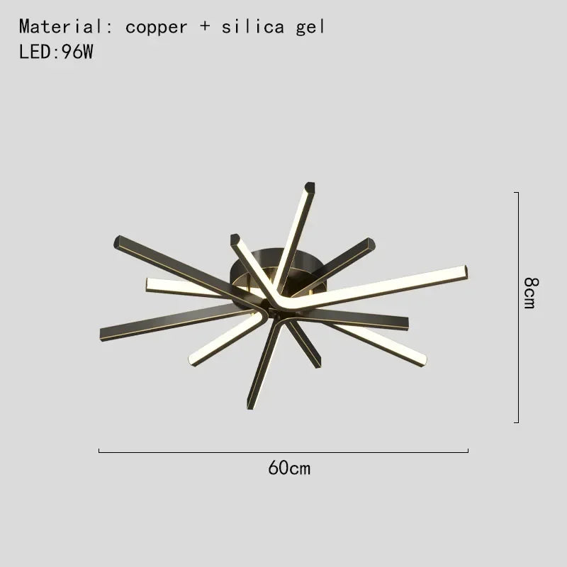 plafonnier led moderne en cuivre pour décoration artistique