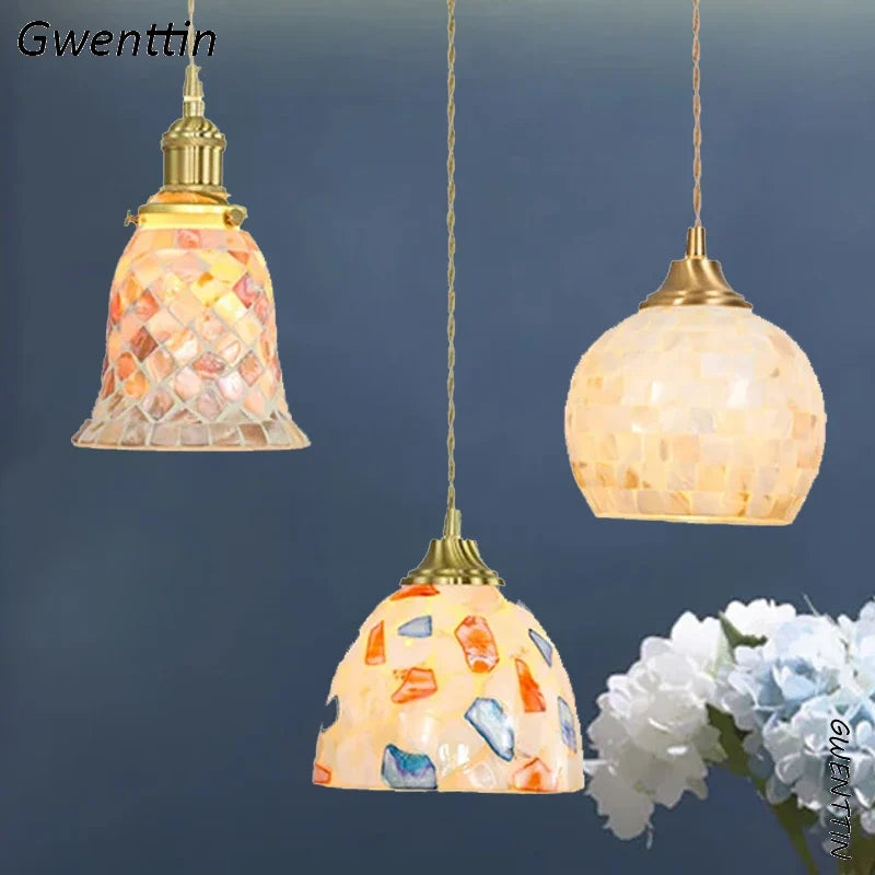 suspension méditerranéenne en coquillage pour décoration intérieure