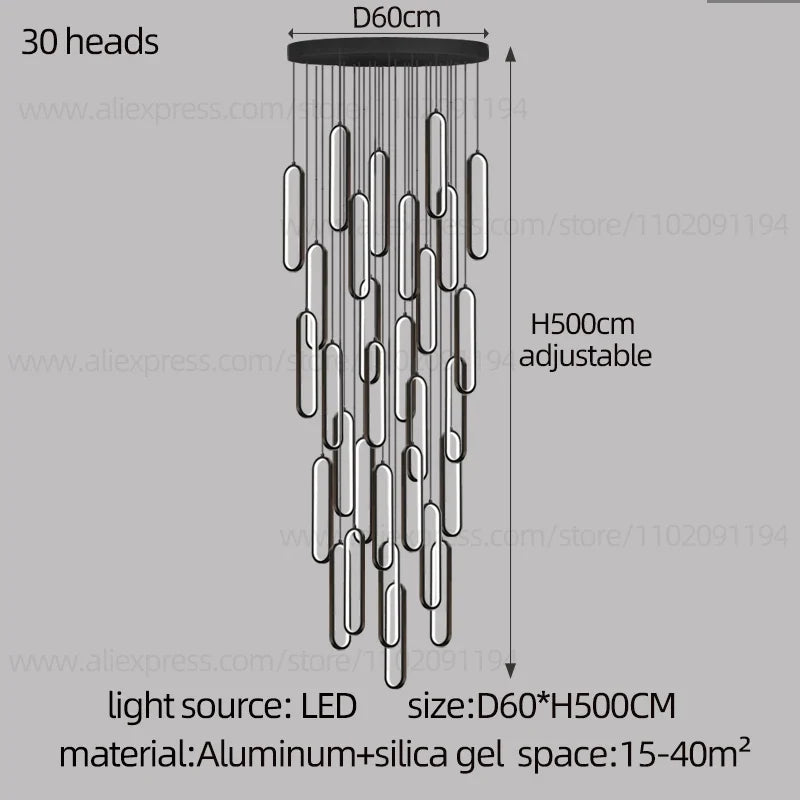 lustre ovale led minimaliste pour duplex hôtel penthouse