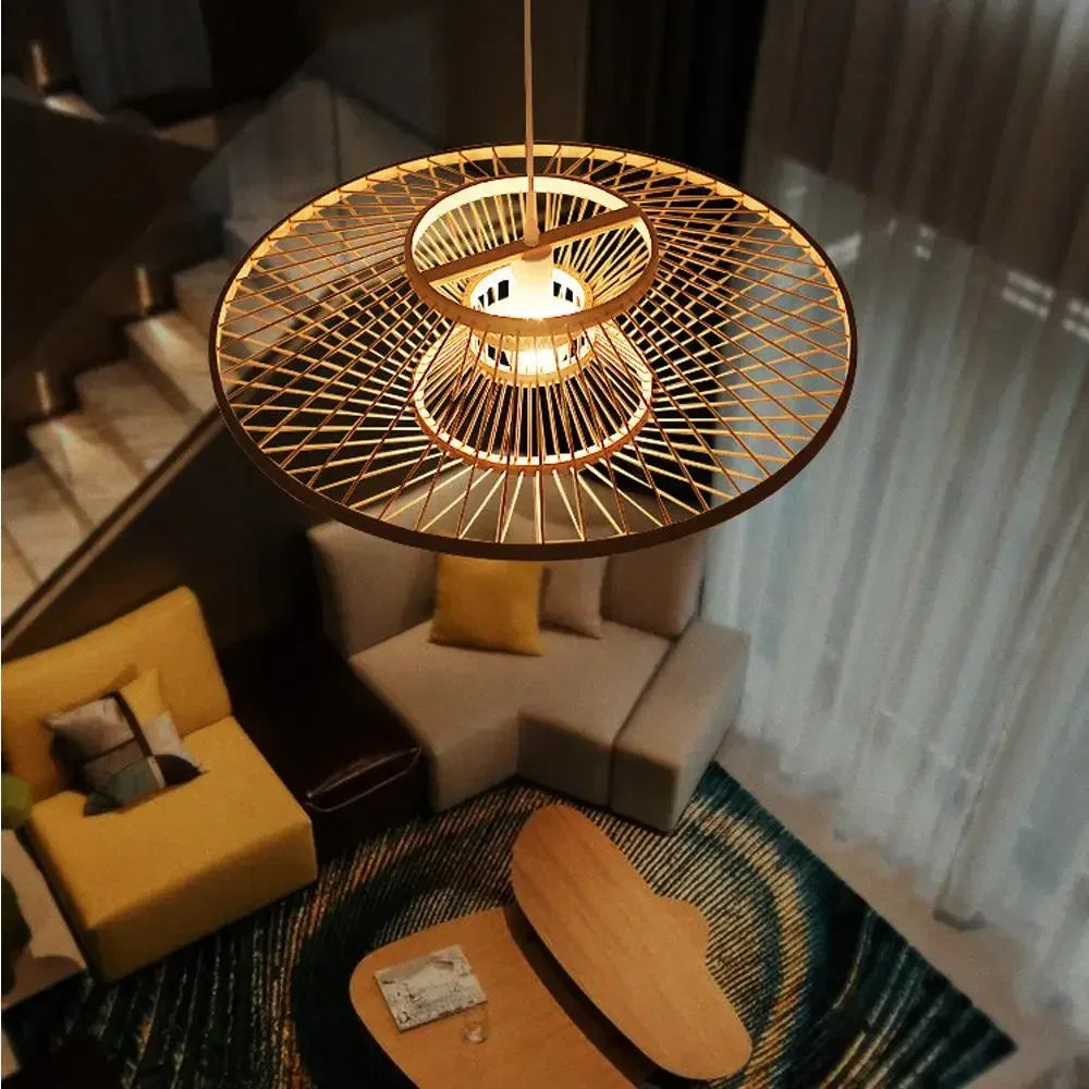 lustre en bambou d'art pour décoration et éclairage