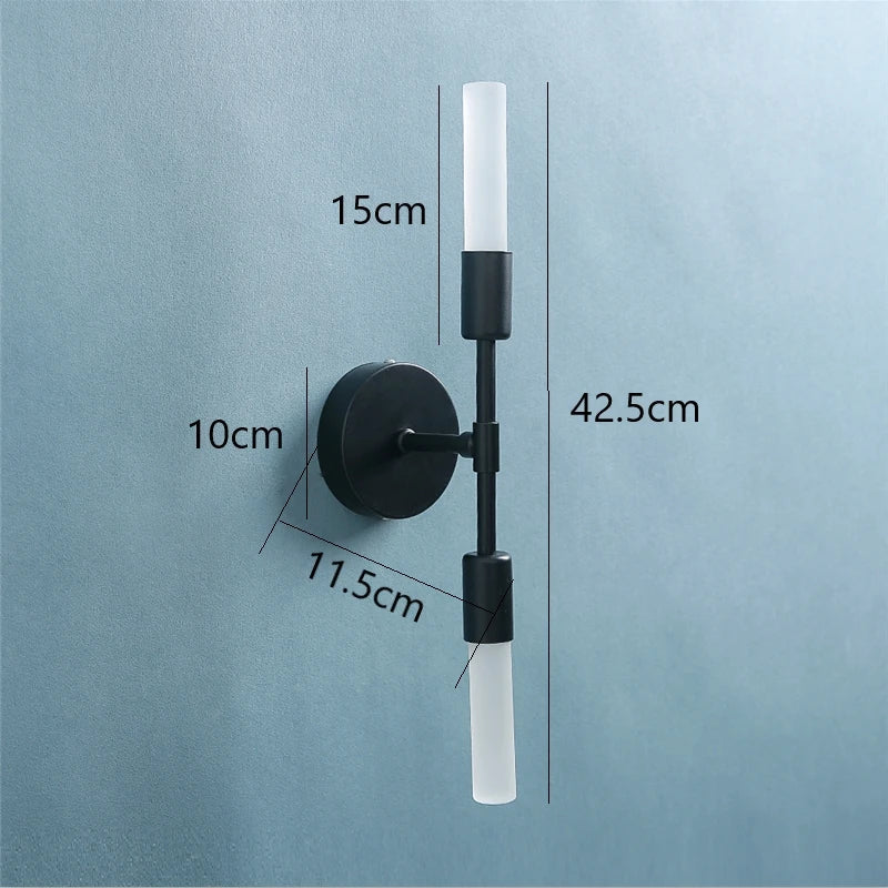 applique murale modernes minimalistes en verre 2 têtes